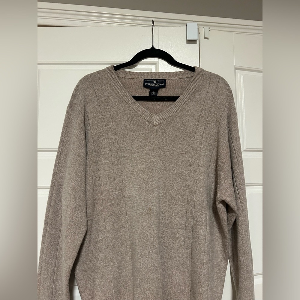 Men's Beige V-Neck International Waters Sweater